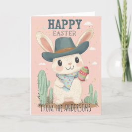 Wild West Schattige Bunny met paasei Feestdagen Kaart