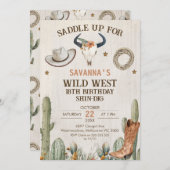 Wild West Shin-Dig Westerne Verjaardagsuitnodiging Kaart (Voorkant / Achterkant)