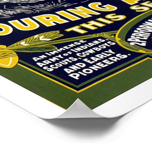 Wild West Show, 1903.  Western Adverteren Poster (Hoek)