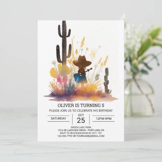 Wild West Southern Cowboy Verjaardag Kaart (Staand voorkant)