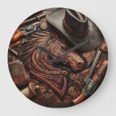 Wild West Stilleven: Cowboy Pet, Pistool en meer Grote Klok (Voorkant)