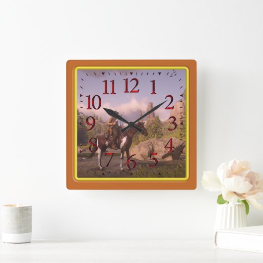 Wild West Sunset for AcrylWall Clock Vierkante Klok (Huis)