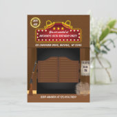 Wild West Thmed Neon Birthday Party uitnodiging (Staand voorkant)