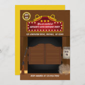 Wild West Thmed Neon Birthday Party uitnodiging (Voorkant / Achterkant)