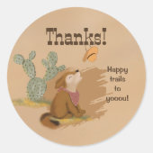 Wild West Verjaardag Bedankt Sticker (Voorkant)