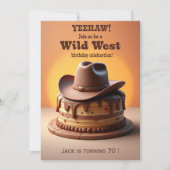 Wild West Verjaardag Cowboy Pet Cake Uitnodiging (Voorkant)