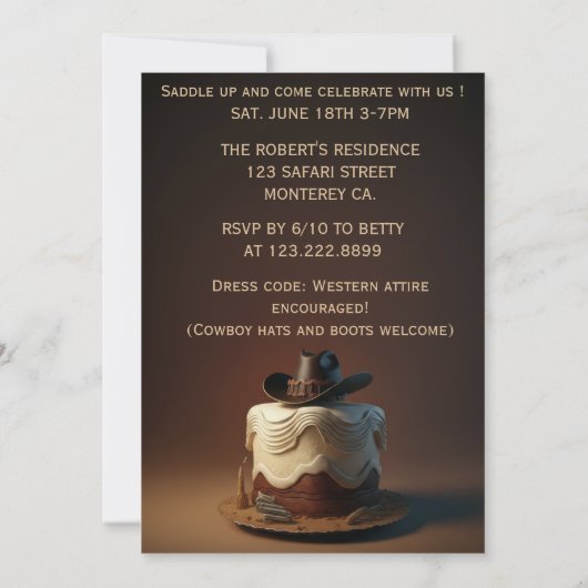 Wild West Verjaardag Uitnodiging (Achterkant)