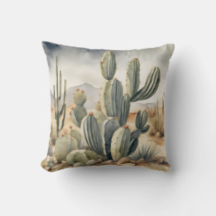 Wild West Vibes Cactus Waterverf Kussen