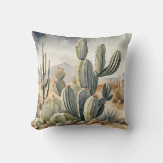 Wild West Vibes Cactus Waterverf Kussen