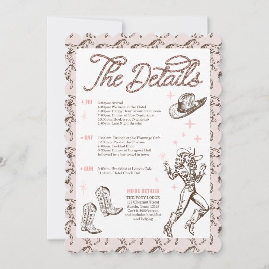 Wild West vrijgezellenfeest Yee Haw Reisplan Kaart (Achterkant)