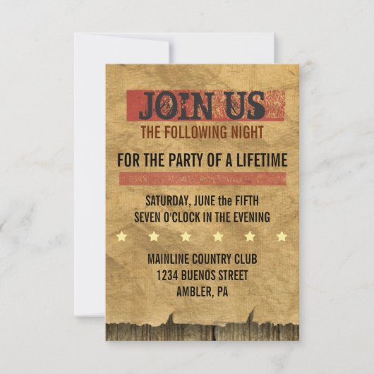 WILD WEST WANT Bar Bat Mitzvah Party Card Kaart (Voorkant)