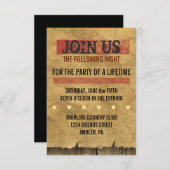 WILD WEST WANT Bar Bat Mitzvah Party Card Kaart (Voorkant / Achterkant)