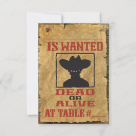WILD WEST WANT Bar Bat Mitzvah Table Escort Card Kaart