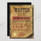 WILD WEST WANT Bar Bat Mitzvah Uitnodiging (Voorkant / Achterkant)