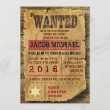 WILD WEST WANT Bar Bat Mitzvah Uitnodiging