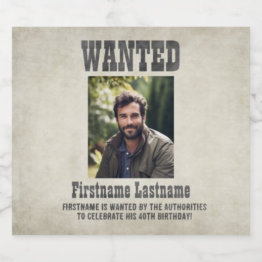 Wild West Wanted Poster verjaardagsfeestje Bier Etiket (Enkel label)