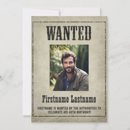 Wild West Wanted Poster verjaardagsfeestje Kaart (Voorkant)