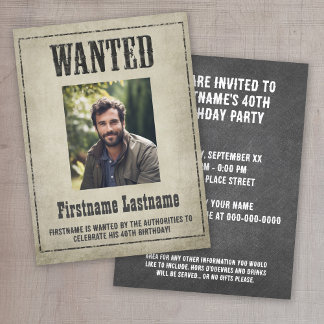 Wild West Wanted Poster verjaardagsfeestje Kaart