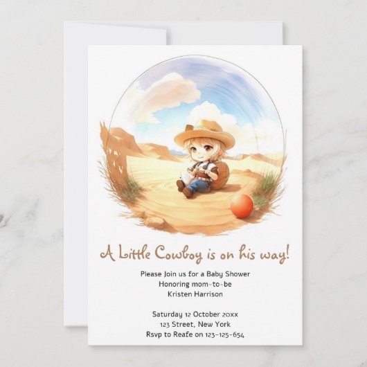 Wild West Waterverf Celebration Boy Baby shower Kaart (Voorkant)