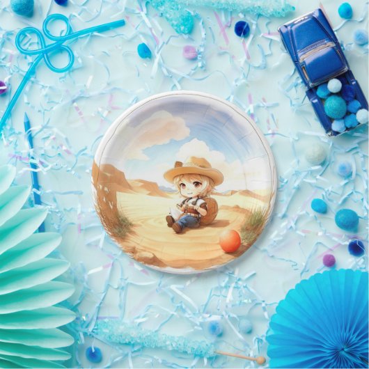 Wild West Waterverf Celebration Boy Baby shower Papieren Bordje (Feest)