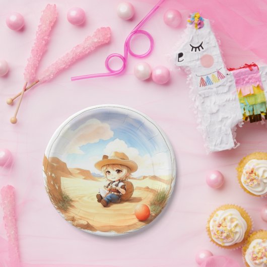 Wild West Waterverf Celebration Boy Baby shower Papieren Bordje (Feest)