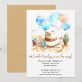 Wild West Waterverf Cowboy Baby shower Kaart (Voorkant / Achterkant)