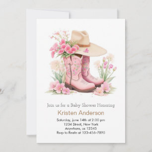 Wild West Waterverf Cowgirl Adventure Baby shower Kaart