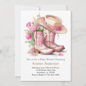 Wild West Waterverf Cowgirl Baby shower Kaart (Voorkant)