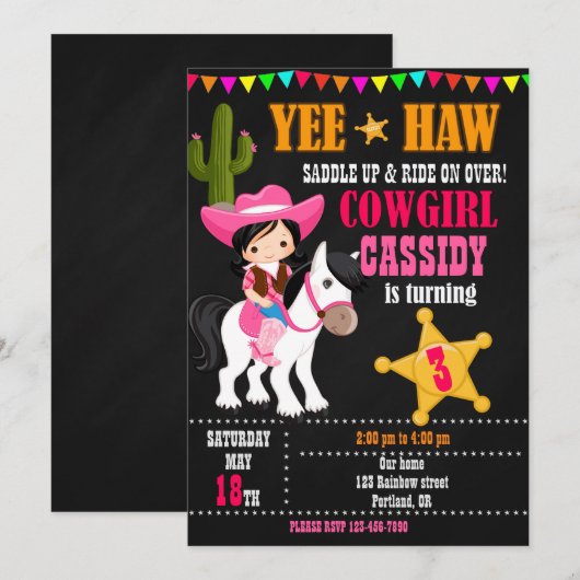 Wild West western 1e verjaardag Kaart (Voorkant / Achterkant)