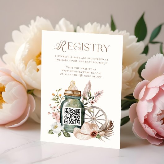 Wild West Western Baby shower QR Code Registry Informatiekaartje