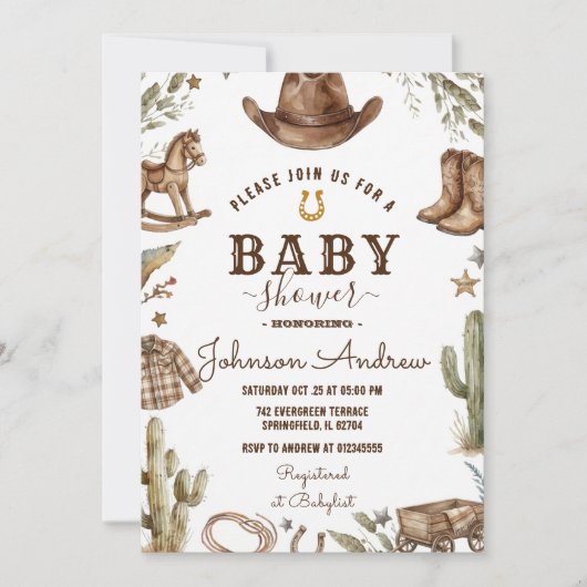 Wild West Western Baby Shower Rodeo Boy Kaart (Voorkant)