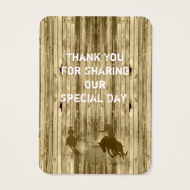 Wild West western bruiloft wil je label bedanken Visitekaartjes (Achterkant)