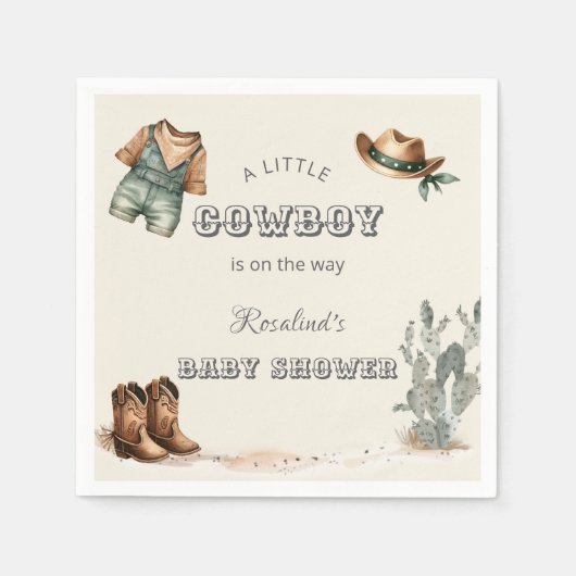 Wild West Western Cowboy Baby shower Servet (Voorkant)