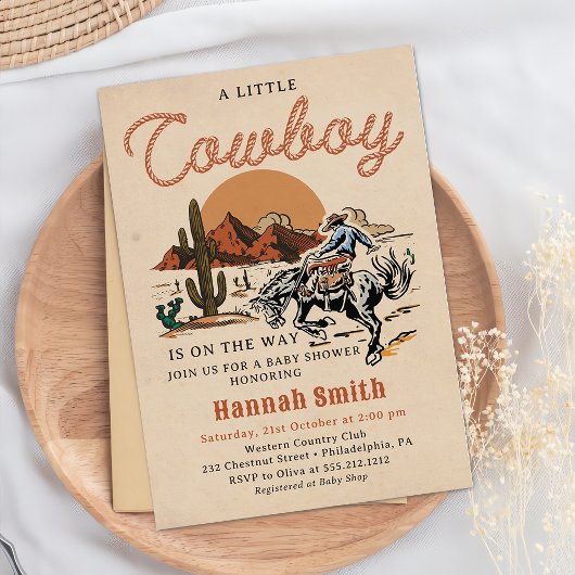 Wild West Western Cowboy Baby shower Uitnodiging