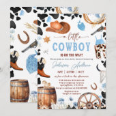Wild West Western CowBoy Blauw Baby shower Kaart (Voorkant / Achterkant)