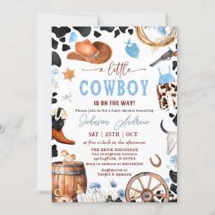 Wild West Western CowBoy Blauw Baby shower Kaart