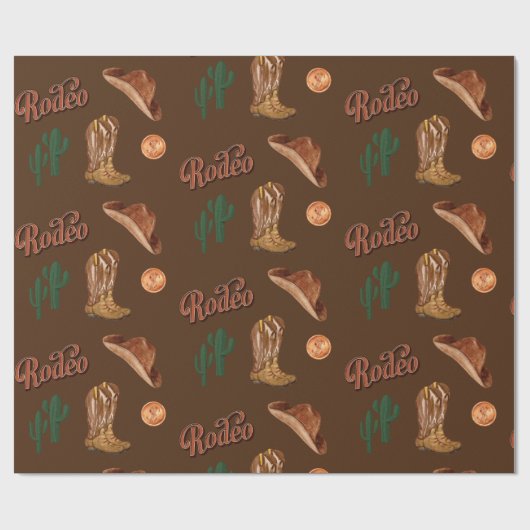 Wild west western cowboy bruin inpakpapier (Vlak)