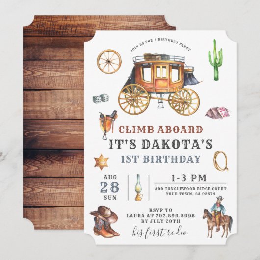 Wild West Western Cowboy eerste verjaardag Kaart (Voorkant / Achterkant)