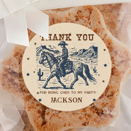 Wild West Western Cowboy Verjaardagsfeestje Sticke Ronde Sticker