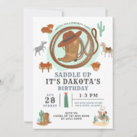 Wild West Western Cowboy's Birthday Uitnodiging