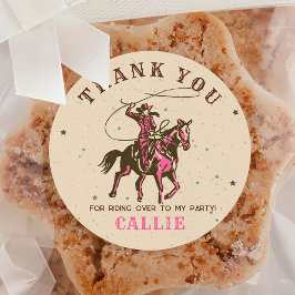 Wild West Western Cowgirl Verjaardagsfeestje Stick Ronde Sticker