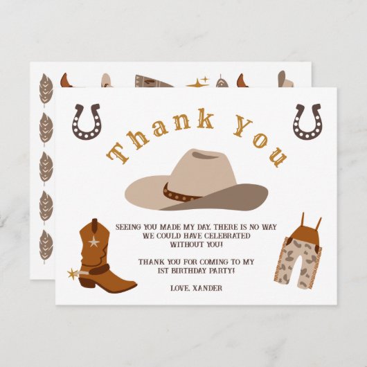 Wild West Western Rodeo Cowboy Dank je kaarten (Voorkant / Achterkant)