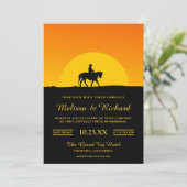 Wild West Western Sunset Cowboy Wedding Invitation Kaart (Staand voorkant)