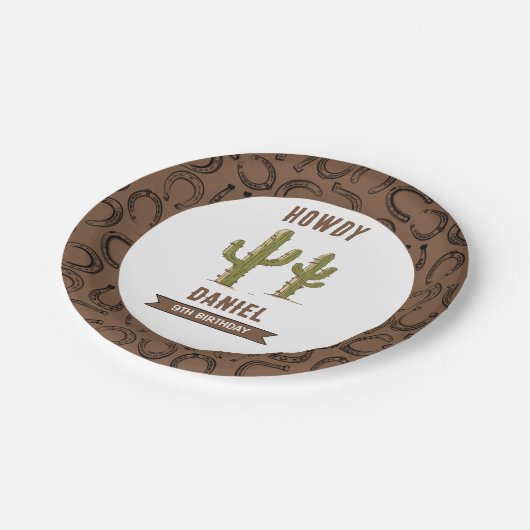 Wild West Western Verjaardag Papieren Bordje (Gekanteld)