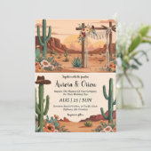 Wild West westerne Boho huwelijksuitnodigingen Kaart (Staand voorkant)