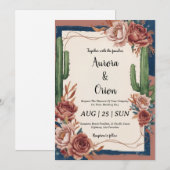 Wild West westerne Boho huwelijksuitnodigingen Kaart (Voorkant / Achterkant)