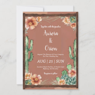 Wild West westerne Boho huwelijksuitnodigingen Kaart