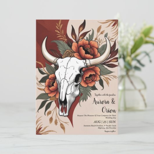 Wild West westerne Boho huwelijksuitnodigingen Kaart (Staand voorkant)