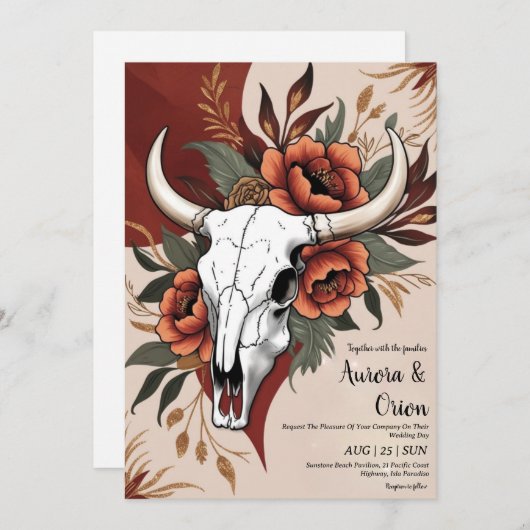 Wild West westerne Boho huwelijksuitnodigingen Kaart (Voorkant / Achterkant)