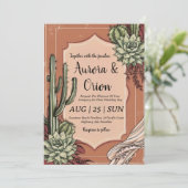 Wild West westerne Boho huwelijksuitnodigingen Kaart (Staand voorkant)